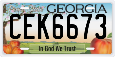 GA license plate CEK6673
