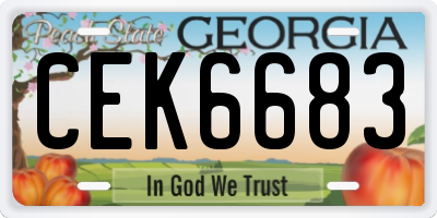 GA license plate CEK6683