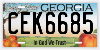 GA license plate CEK6685
