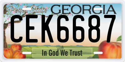 GA license plate CEK6687