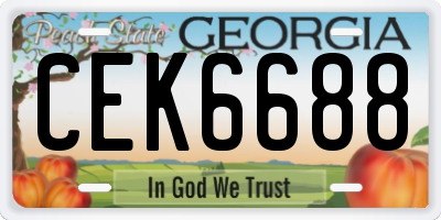 GA license plate CEK6688