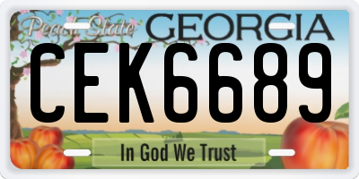 GA license plate CEK6689