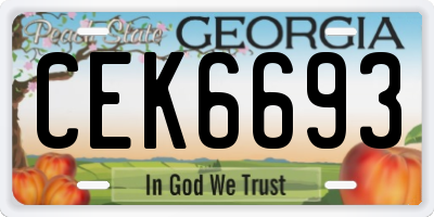 GA license plate CEK6693