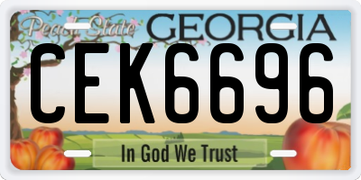 GA license plate CEK6696