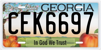 GA license plate CEK6697