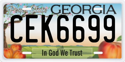 GA license plate CEK6699