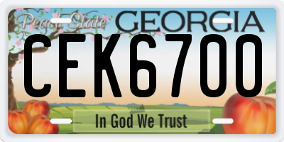 GA license plate CEK6700