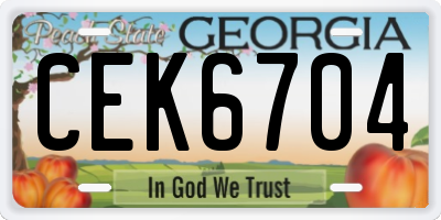 GA license plate CEK6704