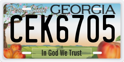 GA license plate CEK6705