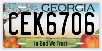 GA license plate CEK6706