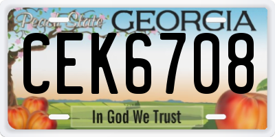 GA license plate CEK6708