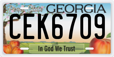 GA license plate CEK6709