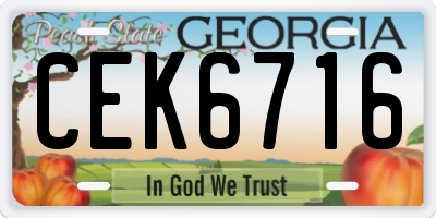GA license plate CEK6716