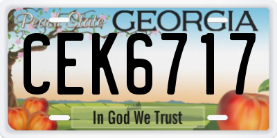 GA license plate CEK6717