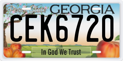 GA license plate CEK6720