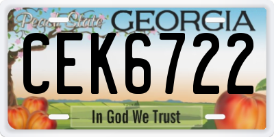 GA license plate CEK6722