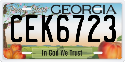 GA license plate CEK6723