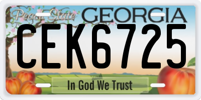 GA license plate CEK6725