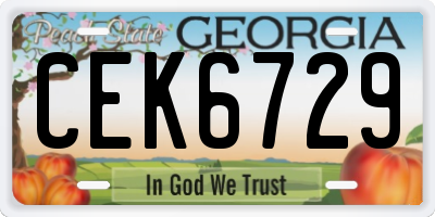 GA license plate CEK6729