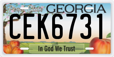 GA license plate CEK6731