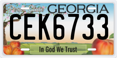 GA license plate CEK6733