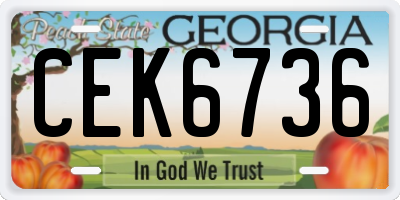 GA license plate CEK6736