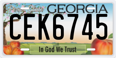 GA license plate CEK6745