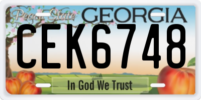 GA license plate CEK6748