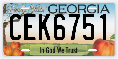 GA license plate CEK6751