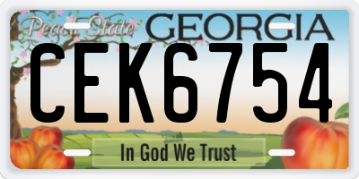 GA license plate CEK6754
