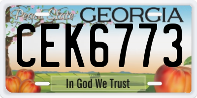 GA license plate CEK6773