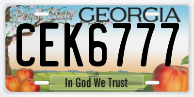 GA license plate CEK6777