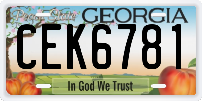 GA license plate CEK6781