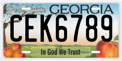 GA license plate CEK6789