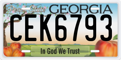 GA license plate CEK6793
