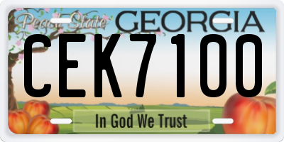 GA license plate CEK7100