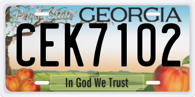 GA license plate CEK7102