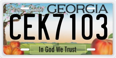 GA license plate CEK7103