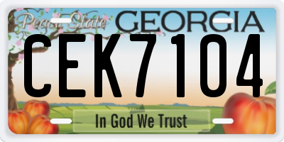 GA license plate CEK7104