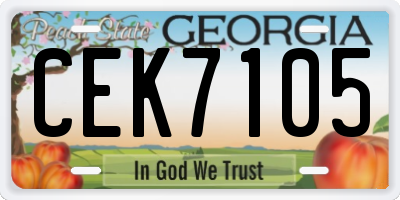 GA license plate CEK7105