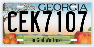GA license plate CEK7107