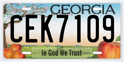 GA license plate CEK7109