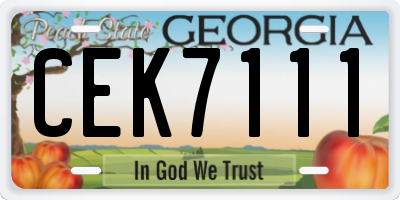 GA license plate CEK7111