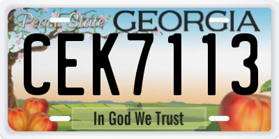 GA license plate CEK7113