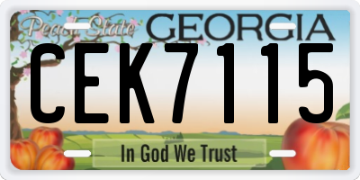 GA license plate CEK7115