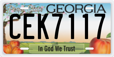 GA license plate CEK7117