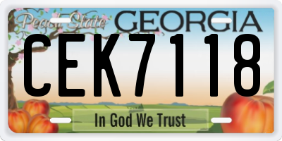 GA license plate CEK7118