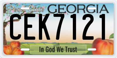 GA license plate CEK7121