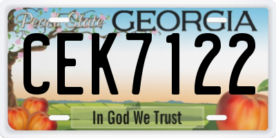 GA license plate CEK7122