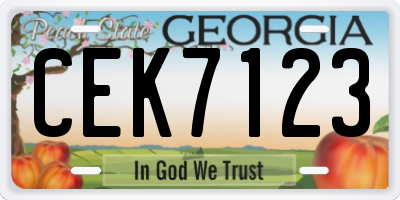 GA license plate CEK7123